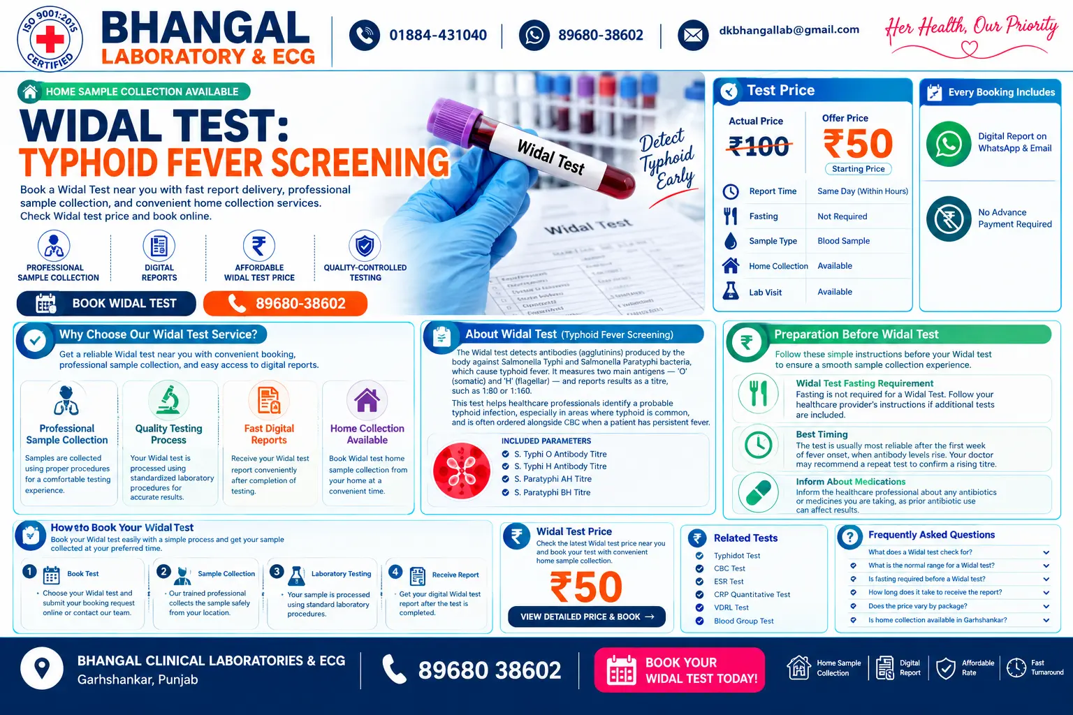 Widal Test: Full Form, Normal Range, Price & What It Detects (Complete Guide)