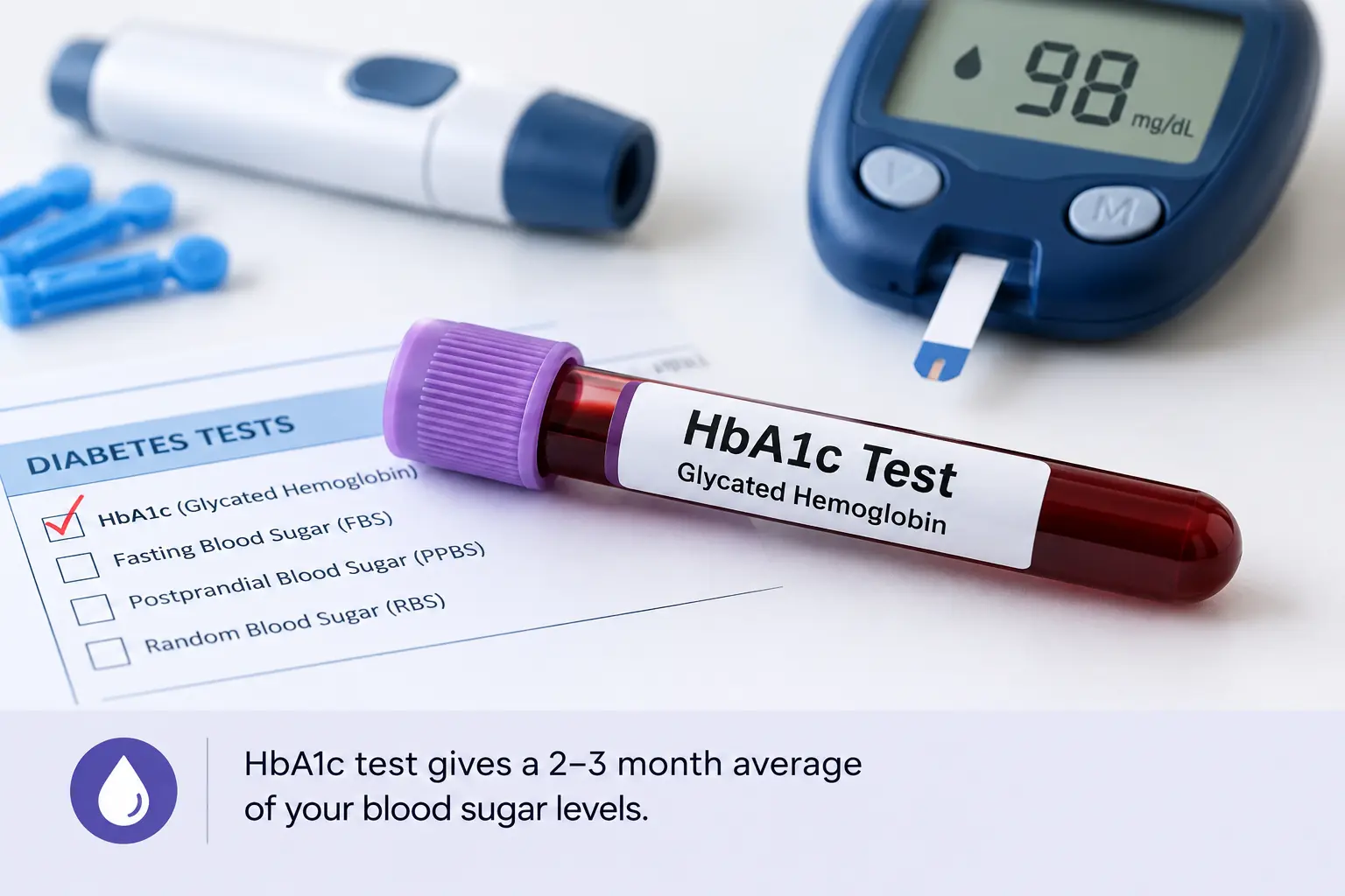 Blood sample being prepared for sugar and HbA1c testing