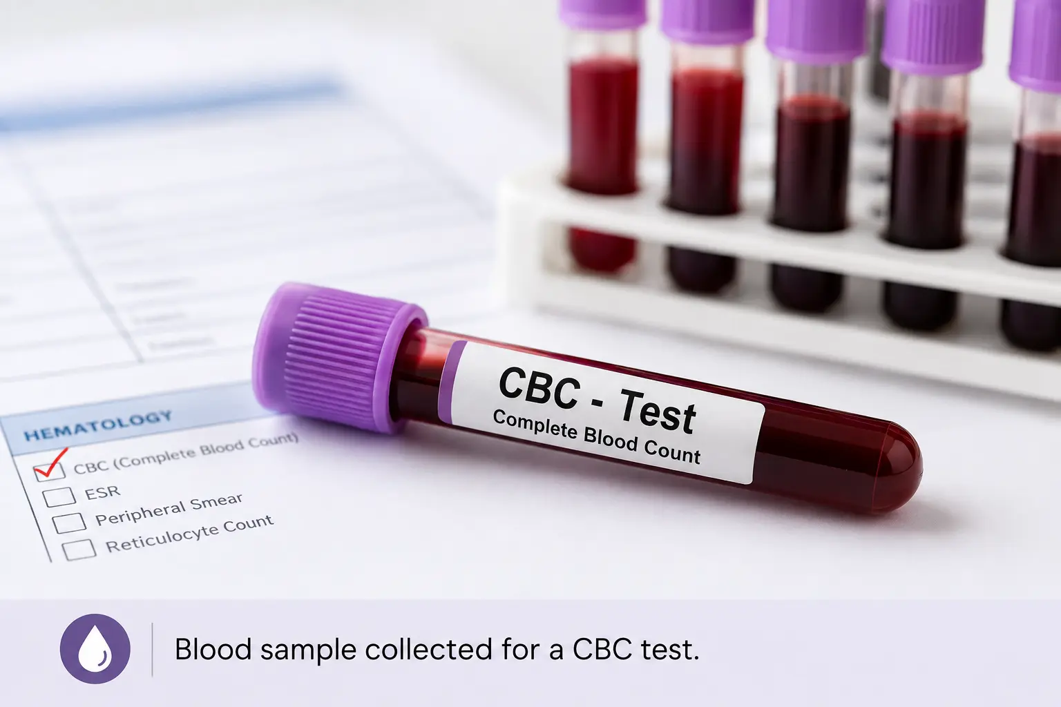 Blood sample tube for CBC test