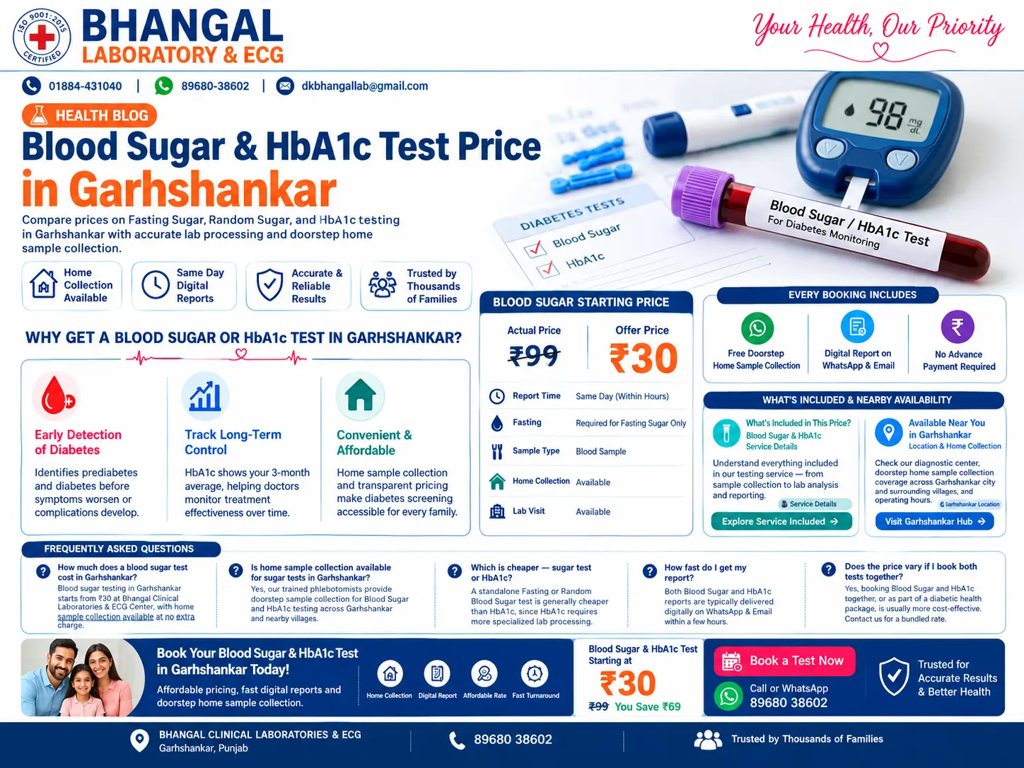 Blood Sugar & HbA1c Test Price in Garhshankar