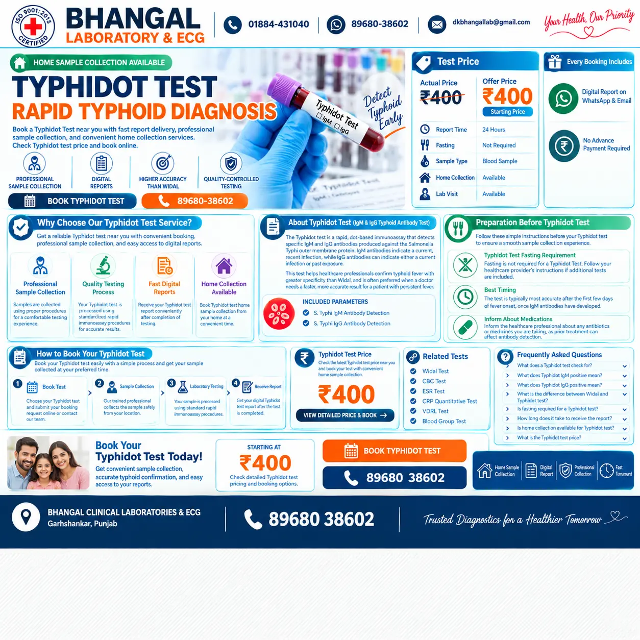 Typhidot Test - IgM IgG Typhoid Antibody Test