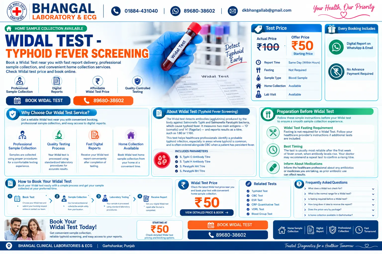 Widal Test - Typhoid Fever Antibody Test